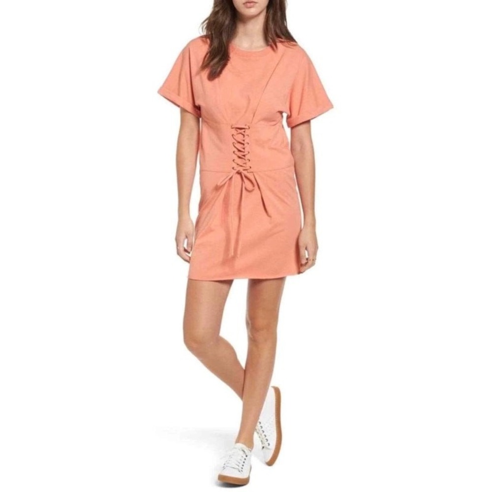 Boho Casual BP. Women‎ XXL Coral Terra Lace Up Corset T-Shirt Mini Dress